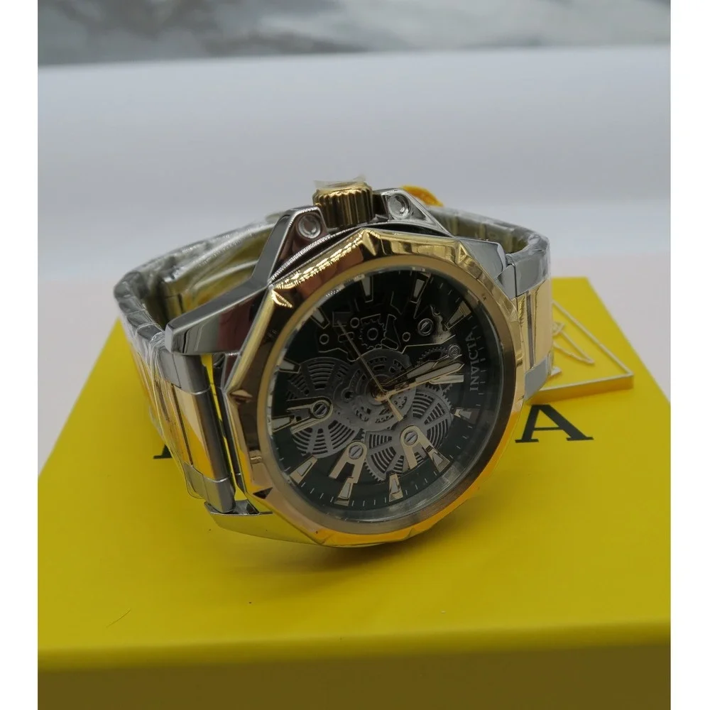 Invicta Vellic Objet D Art Men's Watch w/ Skeleton Dial - 44mm. Gold. Steel New